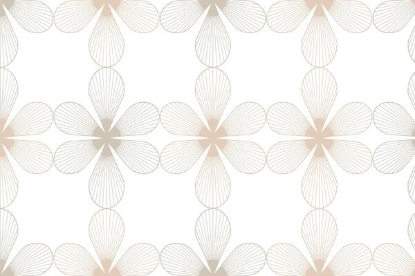 Geometric floral pattern with thin lines and soft neutral colors