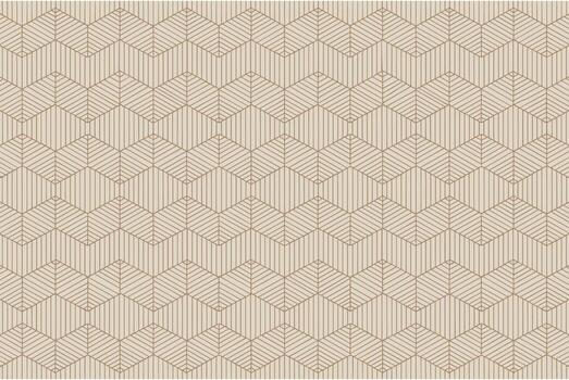 Geometric seamless pattern with beige background and brown lines forming hexagons vector