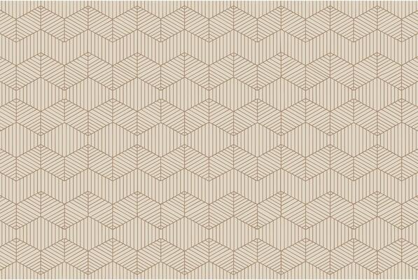 Geometric seamless pattern with beige background and brown lines forming hexagons