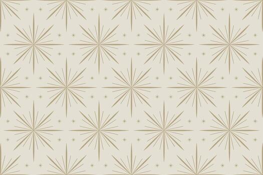 Geometric starburst pattern with small stars on a cream background vector