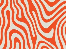 Abstract retro orange and beige wavy stripes pattern background vector