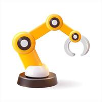 Yellow robotic arm with a claw vector