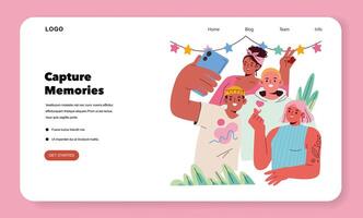 Group of Friends Taking a Selfie Illustration vector