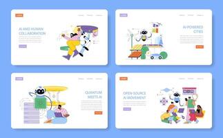 AI concepts and collaboration illustrations vector