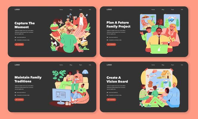 Family Activities and Planning Illustration Set