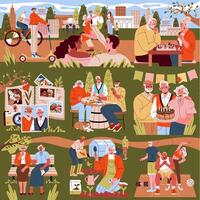 People enjoying various activities in a park vector
