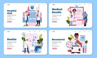 Hospital Visit and Medical Tasks Illustration Set vector