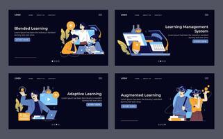 E-learning and Technology Concepts Illustration Set vector