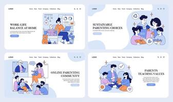 Parenting Choices and Community in Illustrations vector