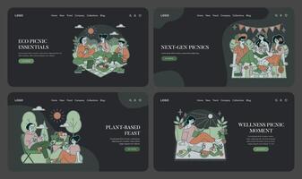 Illustrations of Relaxing Picnic Scenes and Gatherings vector
