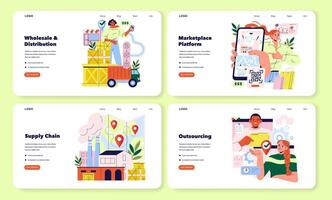 Illustration of Wholesale Distribution and Outsourcing vector