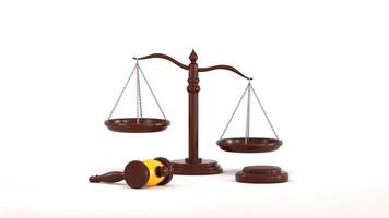 Justice scale with gavel icon animation 3d render concept of government judicial equal balance video