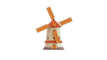 Farming windmill loader icon 3d animation concept of natural resources and agriculture technology icon animation video