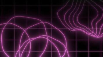 Purple neon lines moving on black background with grid video