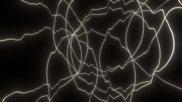 Golden energy lines pulsating on black background video