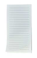 A blank notebook with a curved sheet of paper at the corner on transparent background png