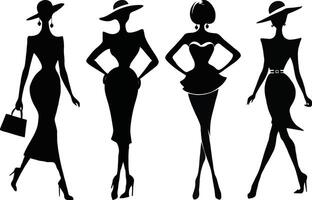A Stylish Collection of Fashionable Poses and Elegant Figures vector