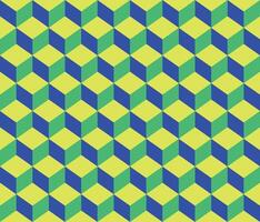 Green and blue geomatrical cubes seamless pattern Cube shapes. Optical illusion vector