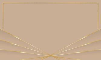 Abstract beige background with geometric low poly golden lines and frame, empty space vector