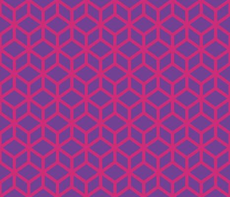 Purple geomatrical cubes with on grey background seamless pattern