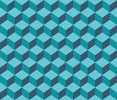 aqua blue geomatrical cubes seamless pattern Cube shapes. Optical illusion vector