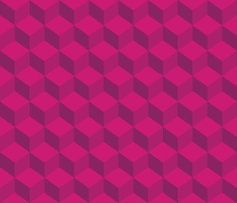 Dark pink geomatrical cubes seamless pattern Cube shapes. Optical illusion