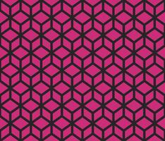 Pink geomatrical cubes with on grey background seamless pattern vector