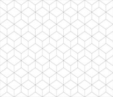 Black lined geomatrical cubes seamless pattern Cube shapes. Optical illusion vector