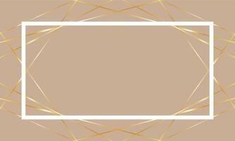 Abstract background low poly golden lines with white frame on beige color background, blank space vector