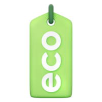 eco tag with green label and eco text, symbolizing renewable energy, clean technology, sustainable solution, and environmental responsibility on a transparent background, 3d illustration. png
