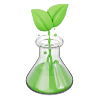 vidro taça jarra preenchidas com verde líquido para plantar estude dentro Ciência laboratório. industrial inovação encontra biologia pesquisa dentro ecológico solução. em uma transparente fundo, 3d ilustração. png