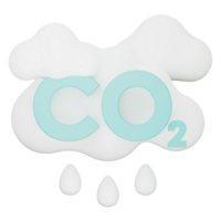 Eco cloud with CO2 icon showing carbon dioxide emission, smog, and climate change. This symbol reflects global warming, air pollution, carbon footprint. On a transparent background, 3d illustration. png