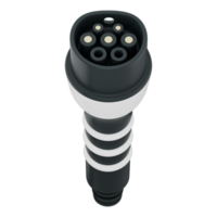 Type 2 EV charger plug held by hand, showing clean energy, electric vehicle power, and smart technology charging and energy efficient concepts. Transparent background, 3d illustration. png