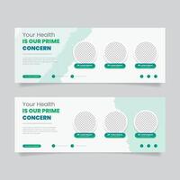Health banner with placeholders for profiles vector