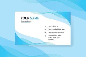 Stylish Business Card Template with Blue Wave Design vector