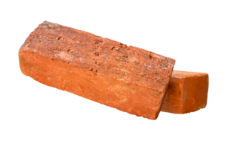 Red or orange bricks in stack isolated with clipping path in file format png