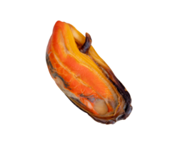 Cooked mussels in red meat without shell isolated with clipping path in file format png