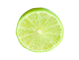 Green lemon fruit in circle shape in half isolated with clipping path in file format png