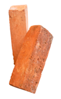 Cracked red bricks in stack isolated with clipping path in file format png