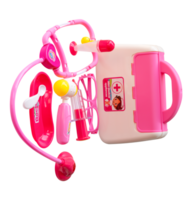 Mini medical appliances in toy in set for kids isolated with clipping path in file format png