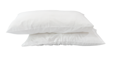 Two white pillows after use in stack isolated with clipping path in file format png