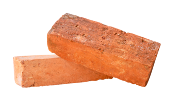 Red or orange bricks in two pieces in stack isolated with clipping path in file format png
