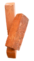 Three old orange bricks in stack isolated with clipping path in file format png