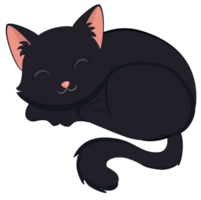 Sleeping curled cat peaceful and relaxed mood. png