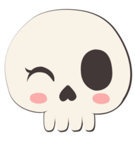 Cartoon skull illustration for Halloween, featuring a cute and spooky design, ideal for kids decorations, party prints, and festive graphics. png