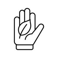 Hand with leaf Lineart Icon for eco-friendly projects and web design elements vector