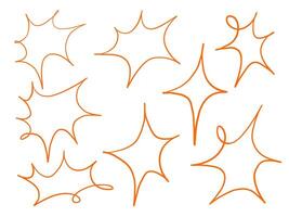 Hand Drawn Starburst Spark Collection. A collection of hand drawn starburst sparks with flowing loops irregular points and sharp edges. Perfect for digital art posters crafts and prints vector