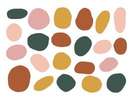 Hand Drawn Earth Tone Organic Blob Shape. A warm collection of 22 abstract hand drawn blobs in earthy tones like peach mustard and blush featuring organic oval shapes. Perfect for modern backgrounds vector