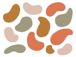 Freeform Bean Shaped Blob Element. A soothing collection of twelve abstract bean shaped blobs in earthy tones with organic curves and smooth edges. Perfect for modern collages branding patterns vector