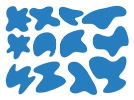 Freeform Abstract Blue Blob Collection. A collection of abstract blue blob shapes with playful silhouettes and soft organic contours designed in a bold style. Perfect for backgrounds visual elements vector
